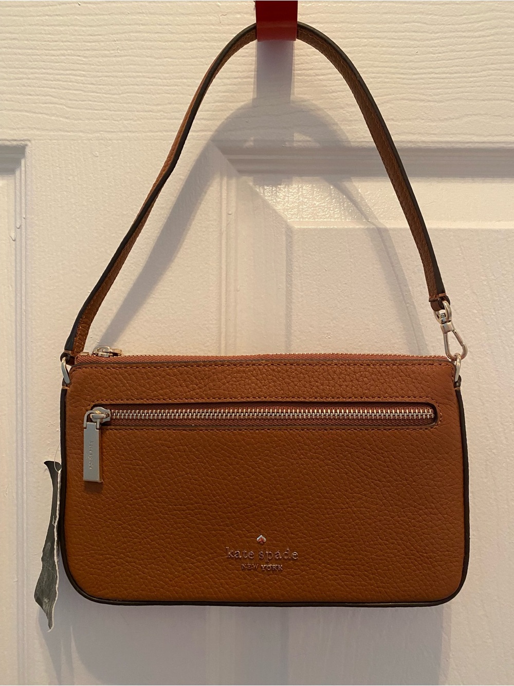 kate spade Pebbled Leather Shoulder Bag in Cognac Brown